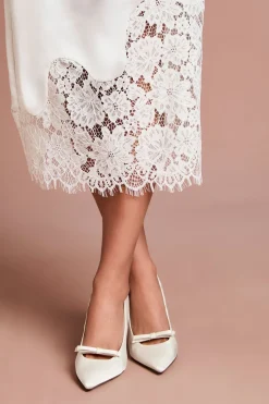 Escarpins de Mariée Charlotte en Satin avec Nœud Détail Talon Haut Stiletto