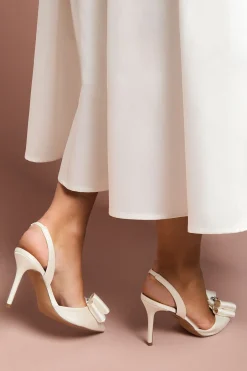 Coast Escarpins de Mariée Collette en Satin avec Nœud Orné de Cristaux et Bride Arrière à Talon Haut< Chaussures À Talons|Satin Et Dentelle