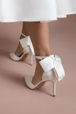 Escarpins de Mariée Kittie à Nœud Satiné Bout Pointu Talon Aiguille Haut Confort