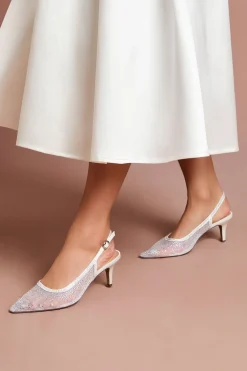 Coast Escarpins de Mariée Sara en Maille avec Strass et Talon Chaton à Bride Arrière< Chaussures À Talons|Chaussures De Mariage