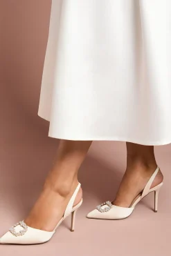 Coast Escarpins de Mariée Selene en Satin à Bride Arrière avec Ornements de Perles et Talon Haut< Chaussures À Talons|Satin Et Dentelle