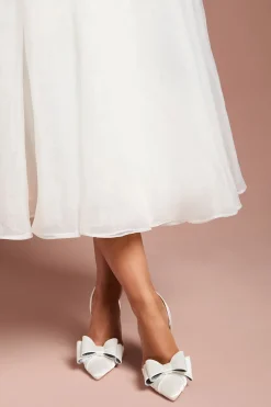 Escarpins de Mariée Tamara à Bride Arrière et Nœud en Satin - Coupe Large