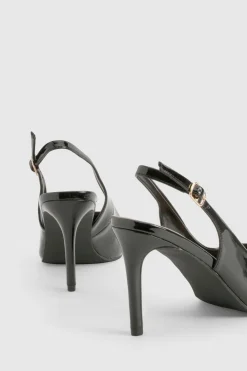 Escarpins de ville à bride arrière en vernis mi-hauteur