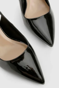 Escarpins de ville à bride arrière en vernis mi-hauteur