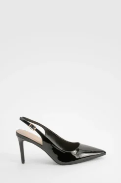 Escarpins de ville à bride arrière en vernis mi-hauteur