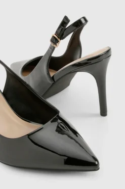 Escarpins de ville à bride arrière en vernis mi-hauteur