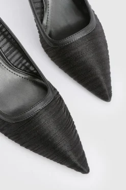 Escarpins de ville plissés en mesh à talon aiguille