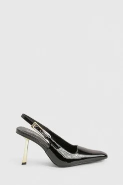 Escarpins de ville slingback à talon aiguille dorés