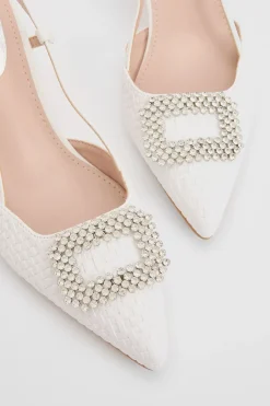 Escarpins Layla À Talon Bobine Bout Pointu Finition Carrée Ornements Tressés En Synthétiquecuir
