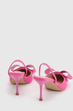 Escarpins Lola À Bride Arrière Talon Aiguille Moyen En Satin Avec Nœud