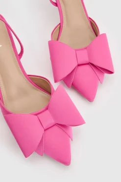 Escarpins Lola À Bride Arrière Talon Aiguille Moyen En Satin Avec Nœud
