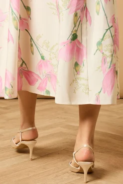 Escarpins Monica en Satin avec Strass et Bride Arrière à Talon Stiletto
