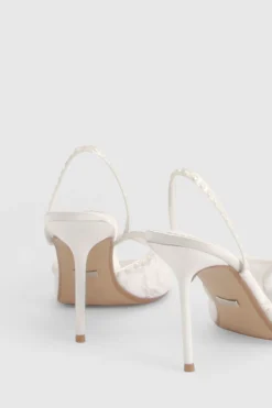 Escarpins Ouverts À Bride Arrière En Dentelle Perlée Pour Mariée