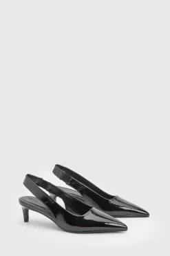 boohoo Escarpins À Petit Talon Et Bride Arrière En Synthétiquecuir Verni Coupe Large< Chaussures Festives|Chaussures À Talons