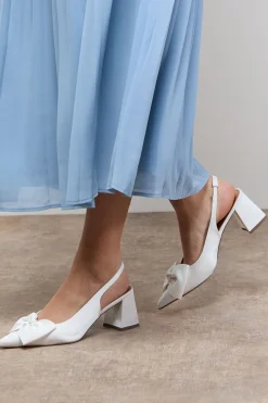 Escarpins Seala à Bride Arrière Talon Bloc Moyen avec Nœud en Satin