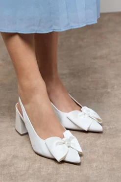 Escarpins Seala à Bride Arrière Talon Bloc Moyen avec Nœud en Satin