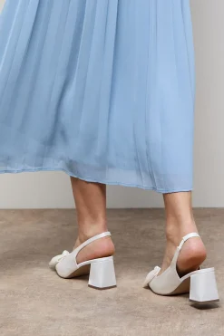 Escarpins Seala à Bride Arrière Talon Bloc Moyen avec Nœud en Satin