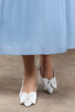 Escarpins Seala à Bride Arrière Talon Bloc Moyen avec Nœud en Satin