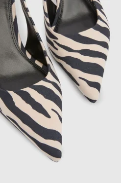 Escarpins Slingback À Bout Pointu Et Petit Talon Imprimé Faux Zèbre