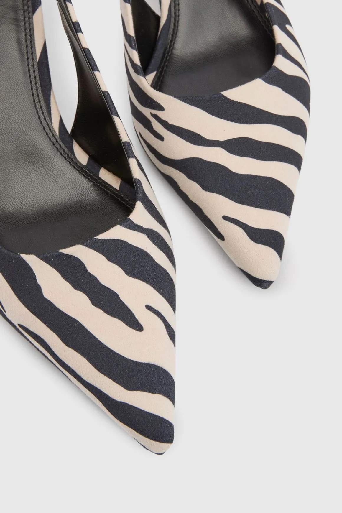 Escarpins Slingback À Bout Pointu Et Petit Talon Imprimé Faux Zèbre