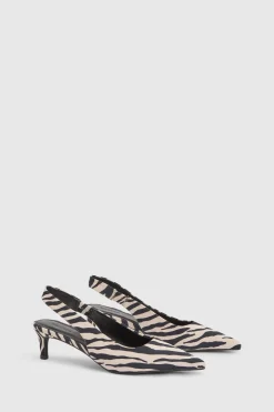 Escarpins Slingback À Bout Pointu Et Petit Talon Imprimé Faux Zèbre