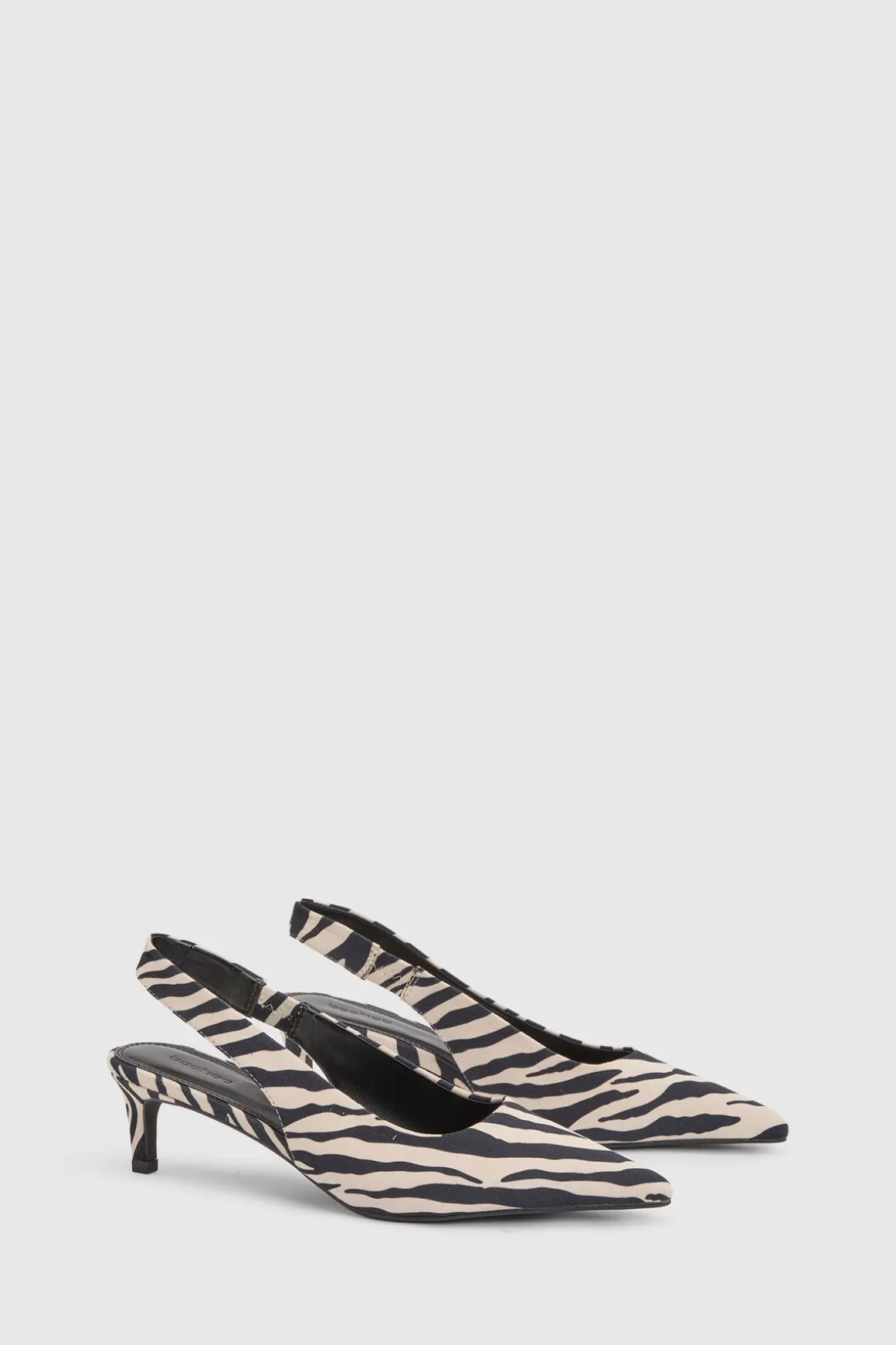 Escarpins Slingback À Bout Pointu Et Petit Talon Imprimé Faux Zèbre