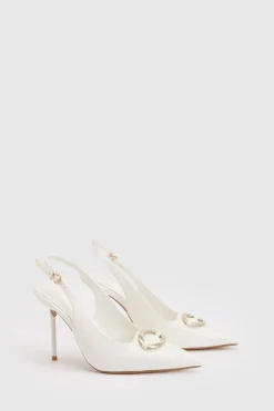 Escarpins Slingback À Détail Métallique Et Talons Aiguilles Hauts