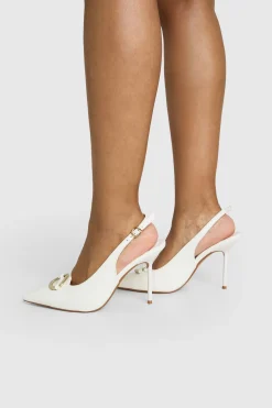 Escarpins Slingback À Détail Métallique Et Talons Aiguilles Hauts