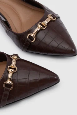 Escarpins Slingback à Talon Bloc et Bout Pointu Darcia avec Détail Mors - Coupe Large