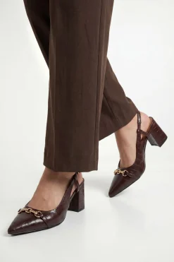 Escarpins Slingback à Talon Bloc et Bout Pointu Darcia avec Détail Mors - Coupe Large