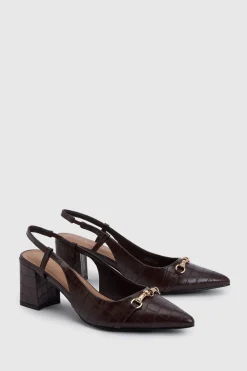 Escarpins Slingback à Talon Bloc et Bout Pointu Darcia avec Détail Mors - Coupe Large