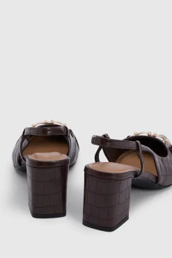Escarpins Slingback à Talon Bloc et Bout Pointu Darcia avec Détail Mors - Coupe Large