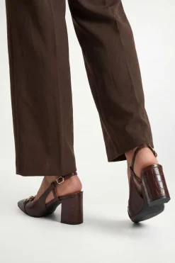 Escarpins Slingback à Talon Bloc et Bout Pointu Darcia avec Détail Mors - Coupe Large
