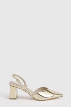 boohoo Escarpins Slingback À Talon Bloc Moyen Métallisé Coupe Large< Chaussures Festives|Chaussures À Talons