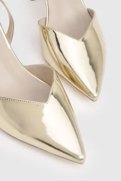 boohoo Escarpins Slingback À Talon Bloc Moyen Métallisé Coupe Large< Chaussures Festives|Chaussures À Talons