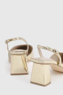 boohoo Escarpins Slingback À Talon Bloc Moyen Métallisé Coupe Large< Chaussures Festives|Chaussures À Talons