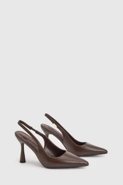 boohoo Escarpins Slingback À Talon Évasé< Looks Chocolat|Chaussures À Talons