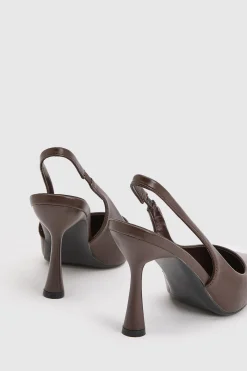 boohoo Escarpins Slingback À Talon Évasé< Looks Chocolat|Chaussures À Talons