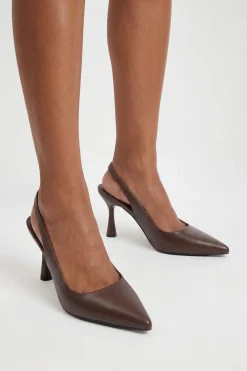 boohoo Escarpins Slingback À Talon Évasé< Looks Chocolat|Chaussures À Talons