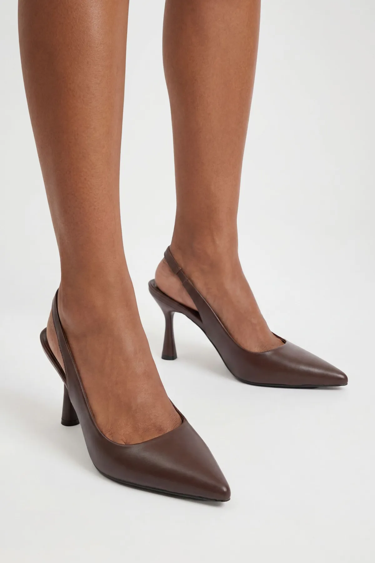 boohoo Escarpins Slingback À Talon Évasé< Looks Chocolat|Chaussures À Talons