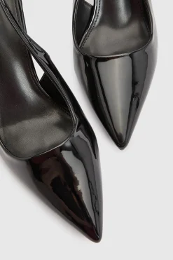 Escarpins Stiletto À Bride Arrière En Cuir Verni