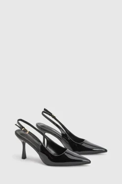 Escarpins Stiletto À Bride Arrière En Cuir Verni