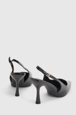 Escarpins Stiletto À Bride Arrière En Cuir Verni