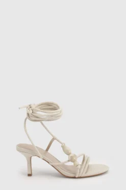 Escarpins Stiletto À Brides Asymétriques En Lin Avec Détails De Perles