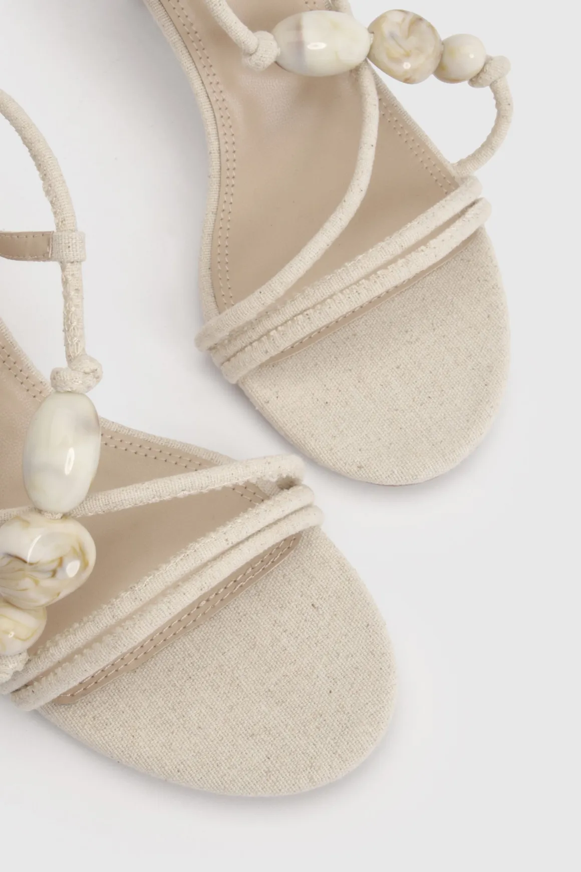 Escarpins Stiletto À Brides Asymétriques En Lin Avec Détails De Perles