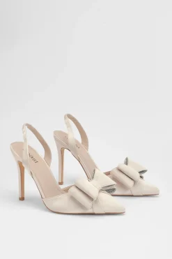 Escarpins À Talon Aiguille Avec Bride Arrière Et Nœud En Satin Tamara Coupe Large