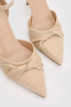 Escarpins À Talon Aiguille Valaine En Satin Orné De Strass Avec Détail Torsadé