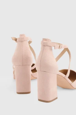 Escarpins À Talon Bloc Pointu En Synthétique Avec Brides Croisées - Coupe Large Treat