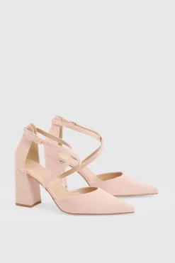 Escarpins À Talon Bloc Pointu En Synthétique Avec Brides Croisées - Coupe Large Treat