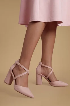 Escarpins À Talon Bloc Pointu En Synthétique Avec Brides Croisées - Coupe Large Treat